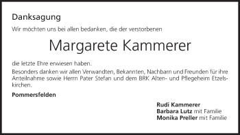 Anzeige von Margarete Kammerer von MGO