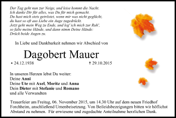Anzeige von Dagobert Mauer von MGO