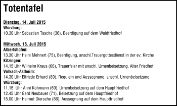 Anzeige von Elfriede Erhard von MGO