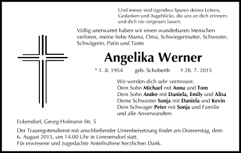 Anzeige von Angelika Werner von MGO