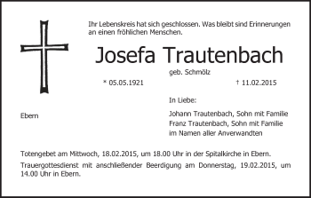 Anzeige von Josefa Trautenbach von MGO