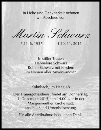Anzeige von Martin Schwarz von MGO