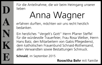 Anzeige von Anna Wagner von MGO