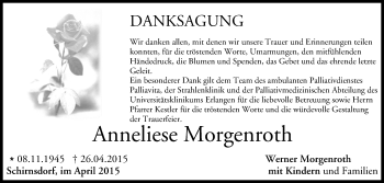 Anzeige von Anneliese Morgenroth von MGO