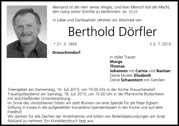 Anzeige von Berthold Dörfler von MGO