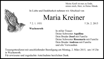 Anzeige von Maria Kreiner von MGO