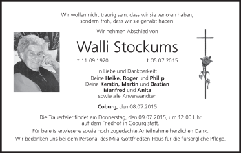 Anzeige von Walli Stockums von MGO