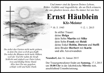 Anzeige von Ernst Häublein von MGO