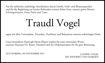 Anzeige von Traudl Vogel von MGO