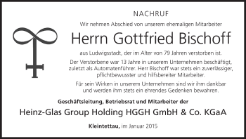 Anzeige von Gottfried Bischoff von MGO