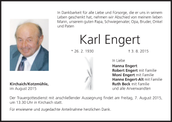 Anzeige von Karl Engert von MGO