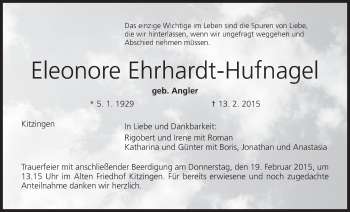 Anzeige von Eleonore Ehrhardt-Hufnagel von MGO