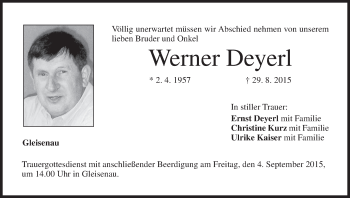 Anzeige von Werner Deyerl von MGO