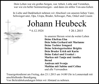 Anzeige von Johann Heubeck von MGO