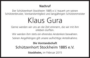 Anzeige von Klaus Gura von MGO