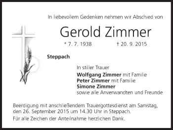 Anzeige von Gerold Zimmer von MGO