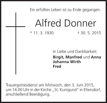 Anzeige von Alfred Donner von MGO