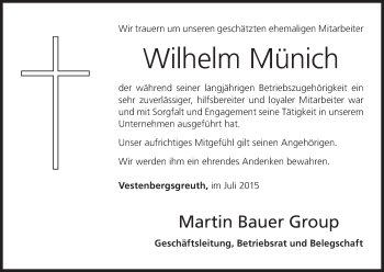 Anzeige von Wilhelm Münich von MGO