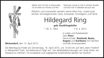 Anzeige von Hildegard Ring von MGO