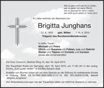 Anzeige von Brigitta Junghans von MGO