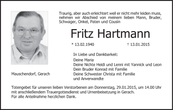 Anzeige von Fritz Hartmann von MGO