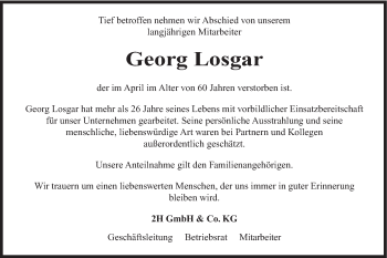 Anzeige von Georg Losgar von MGO