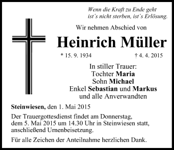 Anzeige von Heinrich Müller von MGO
