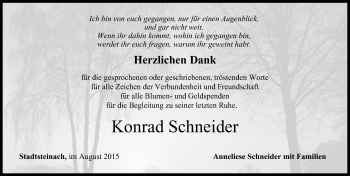 Anzeige von Konrad Schneider von MGO