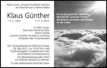 Anzeige von Klaus Günther von MGO