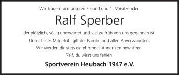 Anzeige von Ralf Sperber von MGO
