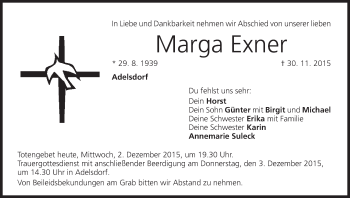 Anzeige von Marga Exner von MGO