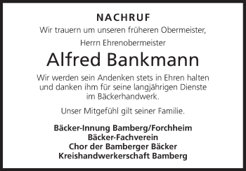 Anzeige von Alfred Bankmann von MGO