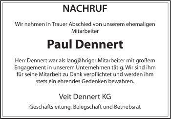 Anzeige von Paul Dennert von MGO