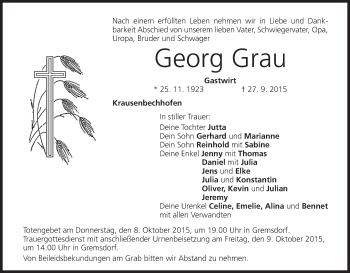 Anzeige von Georg Grau von MGO