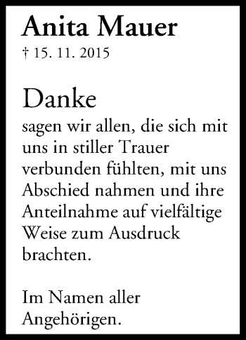 Anzeige von Anita Mauer von MGO