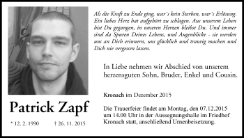 Anzeige von Patrick Zapf von MGO