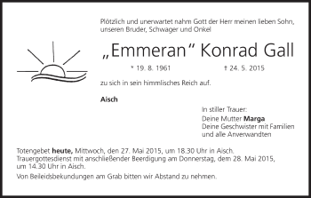 Anzeige von Emmeran Konrad Gall von MGO