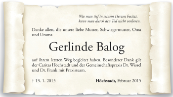 Anzeige von Gerlinde Balog von MGO
