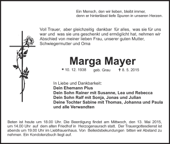 Anzeige von Marga Mayer von MGO