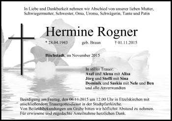 Anzeige von Hermine Rogner von MGO