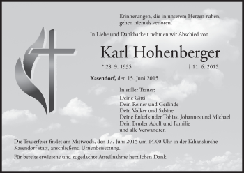 Anzeige von Karl Hohenberger von MGO