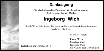 Anzeige von Ingeborg Wich von MGO