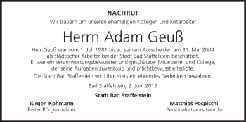 Anzeige von Adam Geuß von MGO