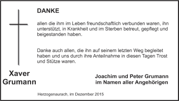 Anzeige von Xaver Grumann von MGO