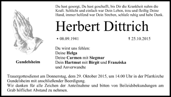 Anzeige von Herbert Dittrich von MGO