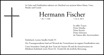 Anzeige von Hermann Fischer von MGO