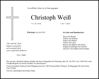 Anzeige von Christoph Weiß von MGO