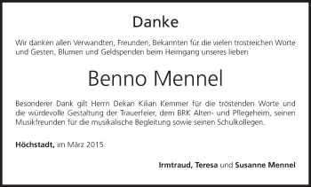 Anzeige von Benno Mennel von MGO