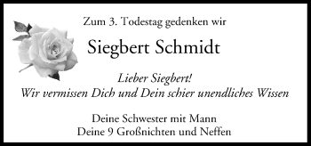 Anzeige von Siegbert Schmidt von MGO