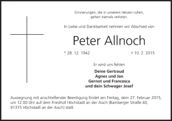 Anzeige von Peter Allnoch von MGO
